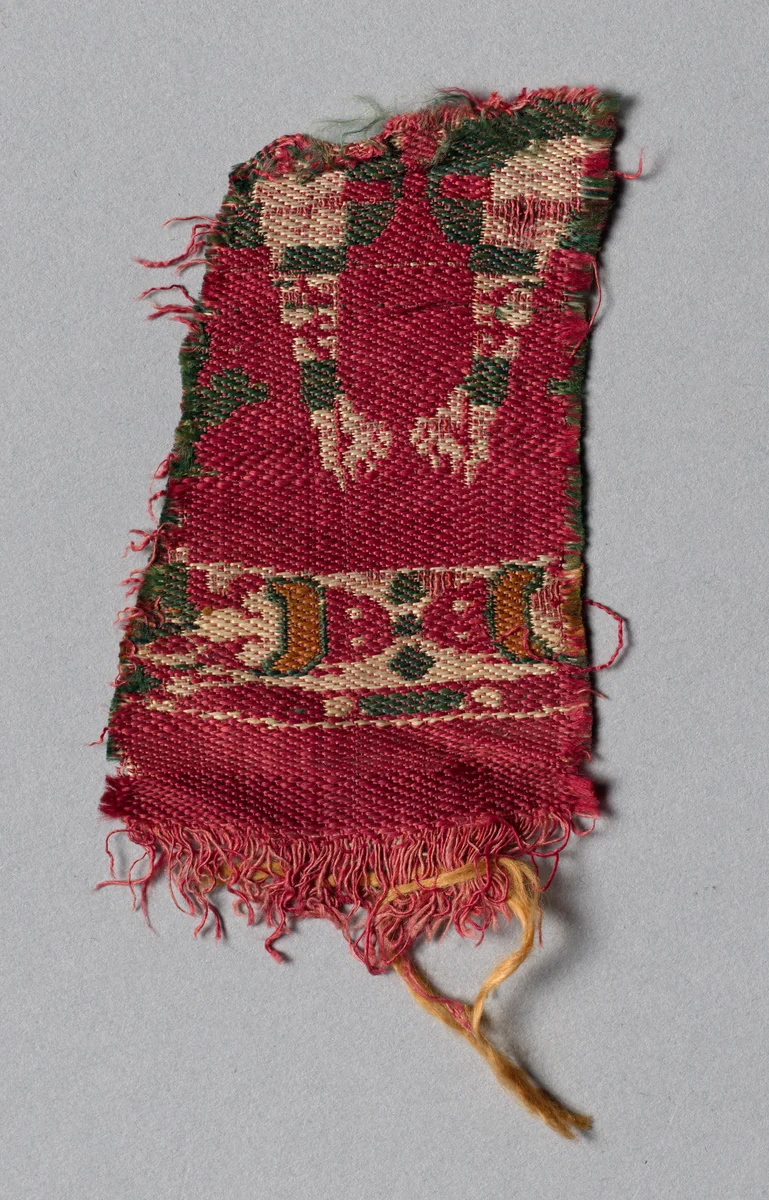 Silk Fragment: David (or Samson) killing the Lion by Unknown, textile, 600-799