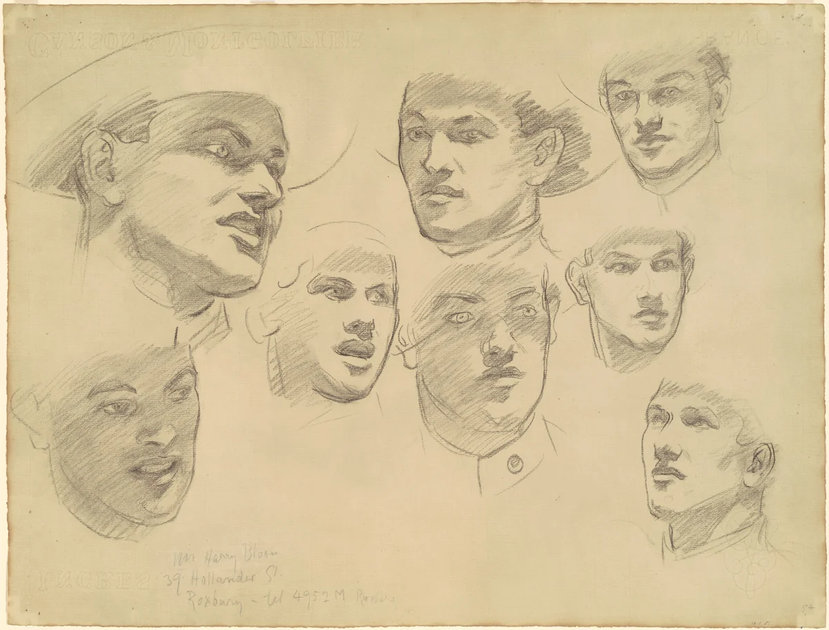 Studies for "Entering the War" by John Singer Sargent, drawing, 1920-1922