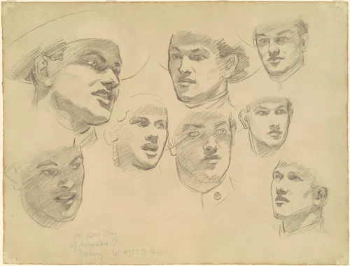 Studies for "Entering the War" by John Singer Sargent, drawing, 1920-1922