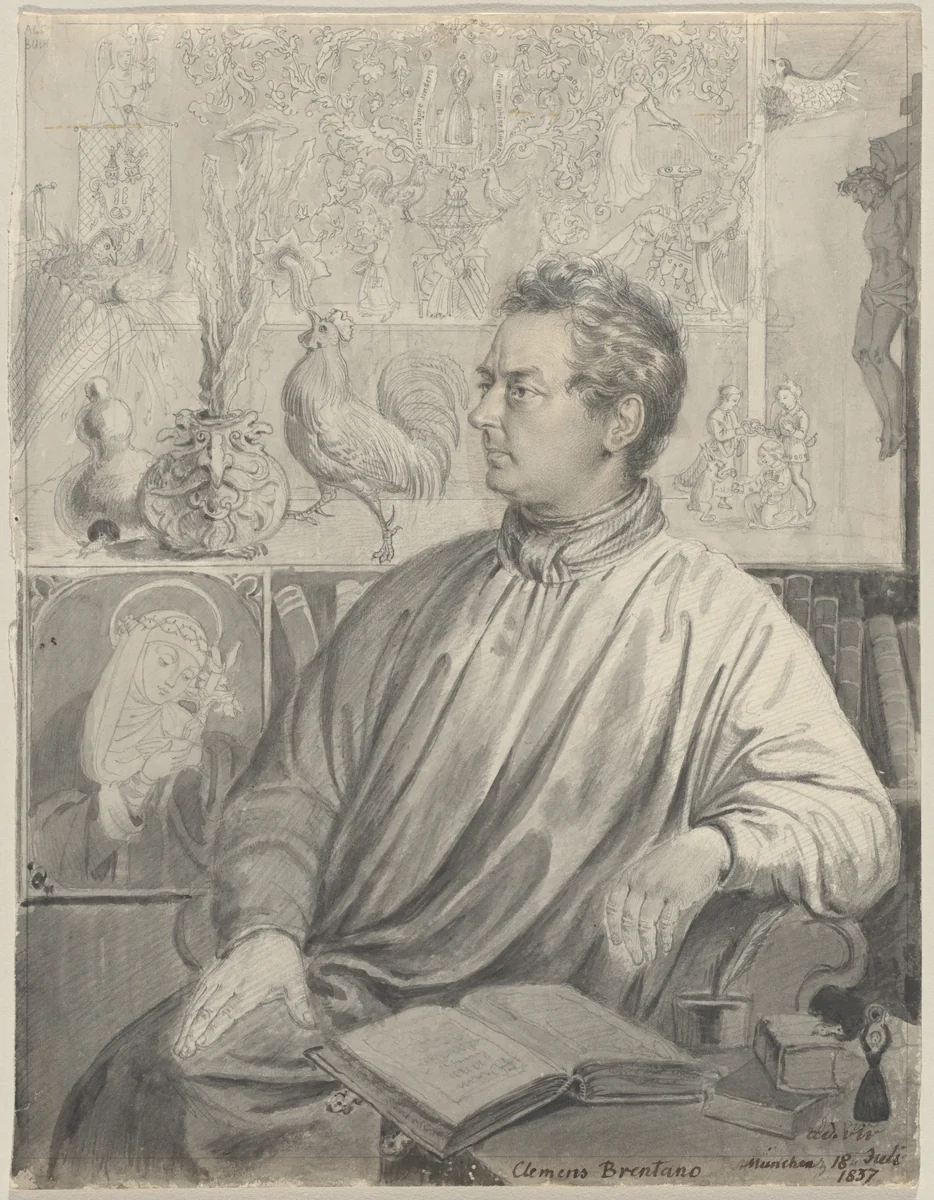 Clemens Brentano by Ludwig Emil Grimm, drawing, 1837
