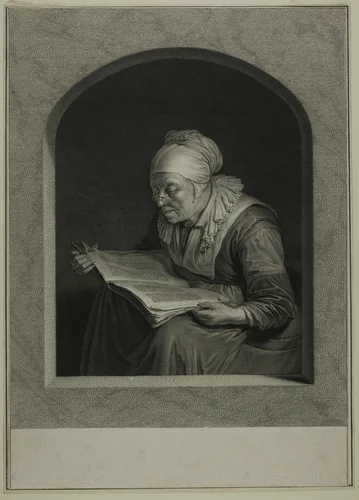 La Liseuse (A Woman Reading) by Johann Georg Wille, print, 1761-1762