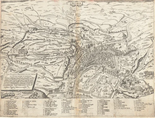 Topographical Map of Modern Rome by Sebastiano di Re; Giovanni Antonio Dosio, print, 1561