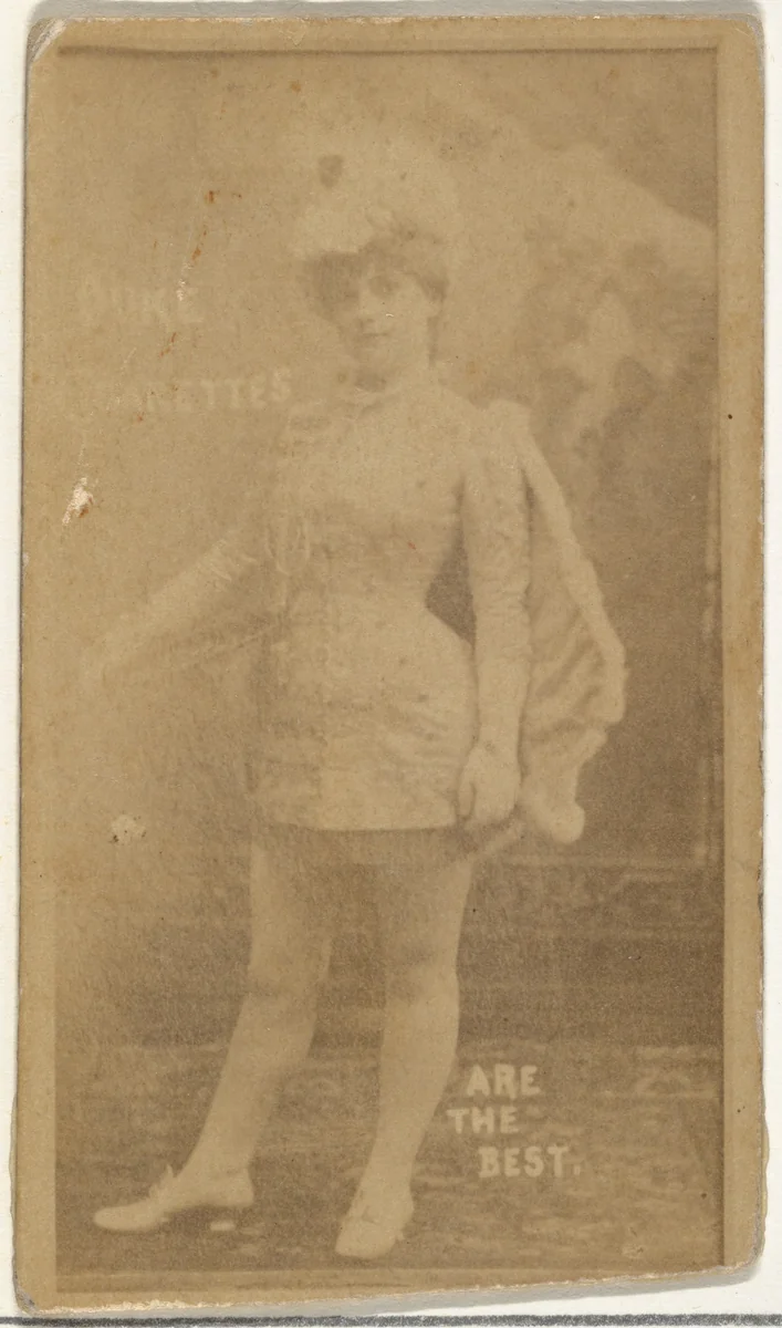 [Actress wearing plumed hat and cape], from the Actors and Actresses series (N145-6) issued by Duke Sons & Co. to promote Duke Cigarettes by W. Duke, Sons & Co., photograph, 1880-1889