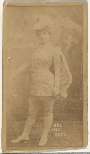 [Actress wearing plumed hat and cape], from the Actors and Actresses series (N145-6) issued by Duke Sons & Co. to promote Duke Cigarettes by W. Duke, Sons & Co., photograph, 1880-1889