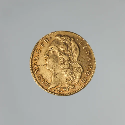 Double Louis d’or of Louis XV of France (b. 1710; r. 1715–74) by Joseph-Charles Roettiers, metalwork, 1761