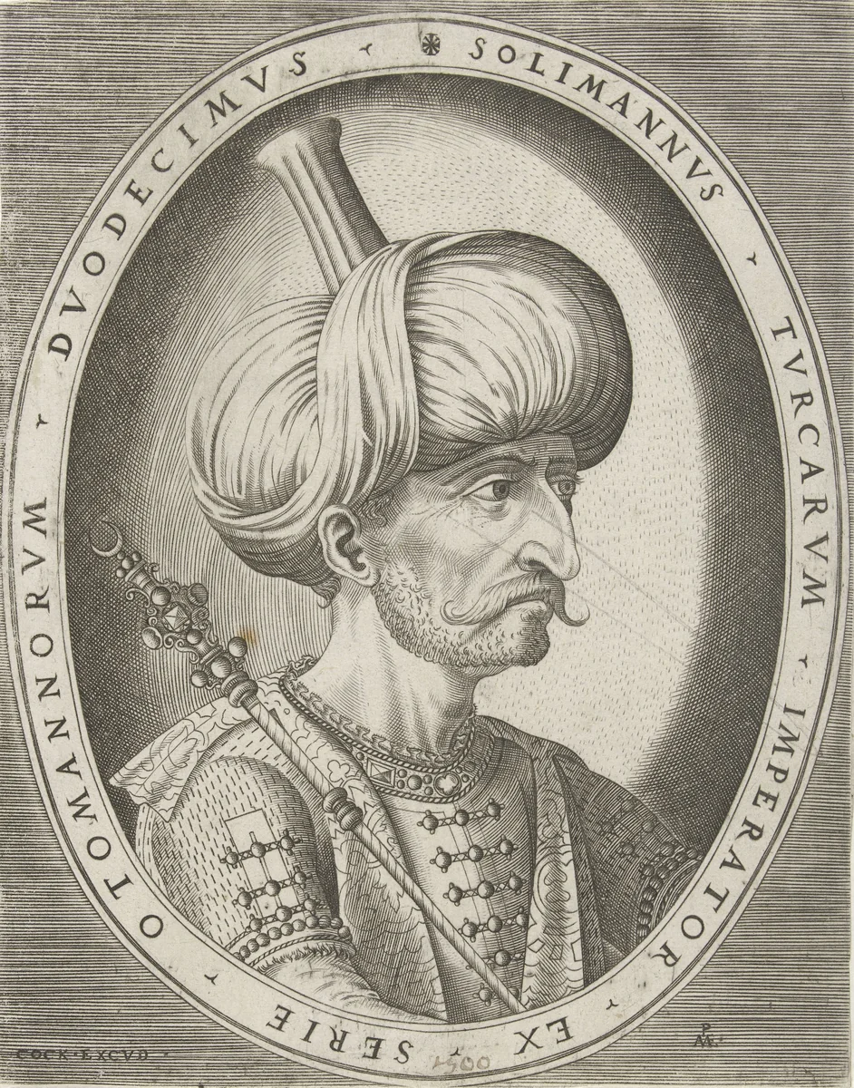 Portret van Suleyman I de Grote by Unknown, print, 1540-1566