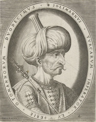 Portret van Suleyman I de Grote by Unknown, print, 1540-1566