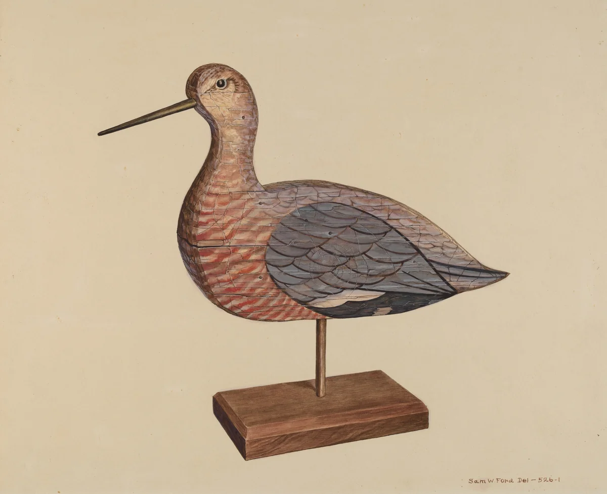 Decoy (Hudsonian Godwit) by Samuel W. Ford, index of american design, 1939