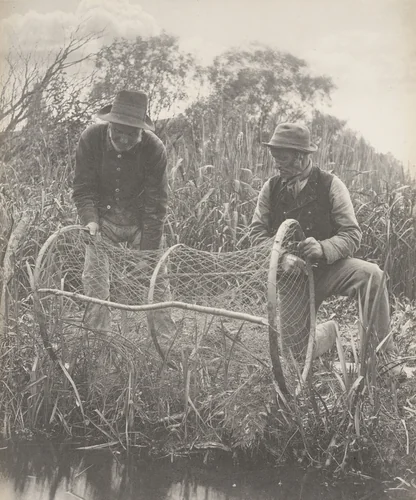 Setting up the Bow-Net from Life and Landscape on the Norfolk Broads (London, 1886) by Peter Henry Emerson, photograph, 1885