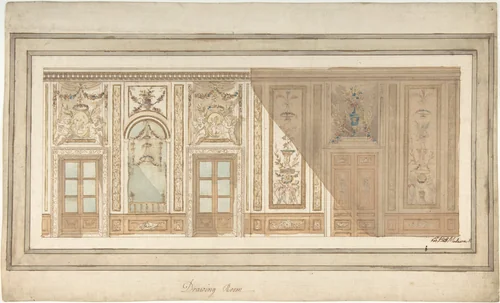Design for Decoration of a Drawing Room by Giovanni Battista Maderna, drawing, 1758-1803
