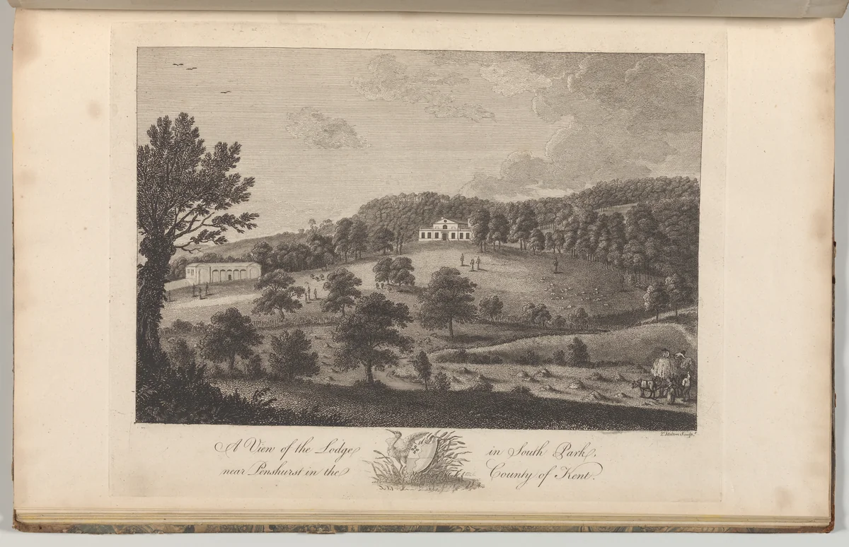 A View of the Lodge in the South Park, near Penshurst in the County of Kent, from The History and Topographical Survey of the County of Kent, vols. 1-3 by Thomas Milton, book, 1777-1790
