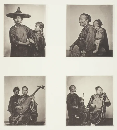 Boat Girls; A Canton Boatwoman and Child; Musicians; Musicians by John Thomson, photograph, 1863-1873