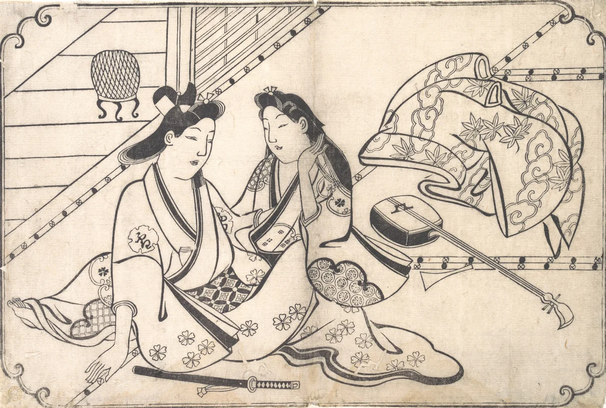 Two Lovers by Hishikawa Moronobu (菱川師宣), print, 1665-1690
