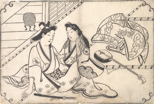Two Lovers by Hishikawa Moronobu (菱川師宣), print, 1665-1690