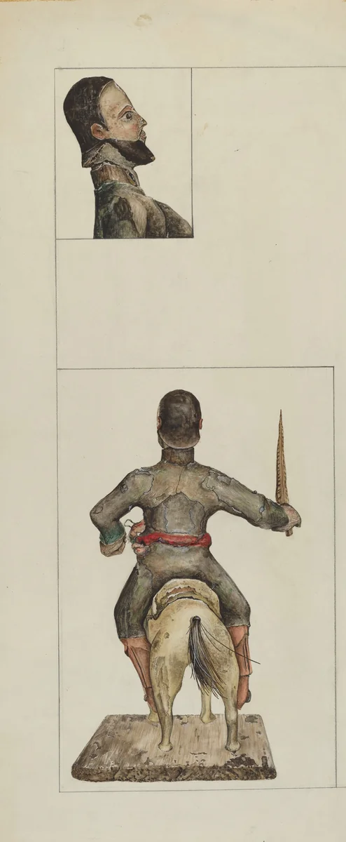 Santo Bulto (Santiago or San Diego) by Eldora P. Lorenzini, index of american design, 1938