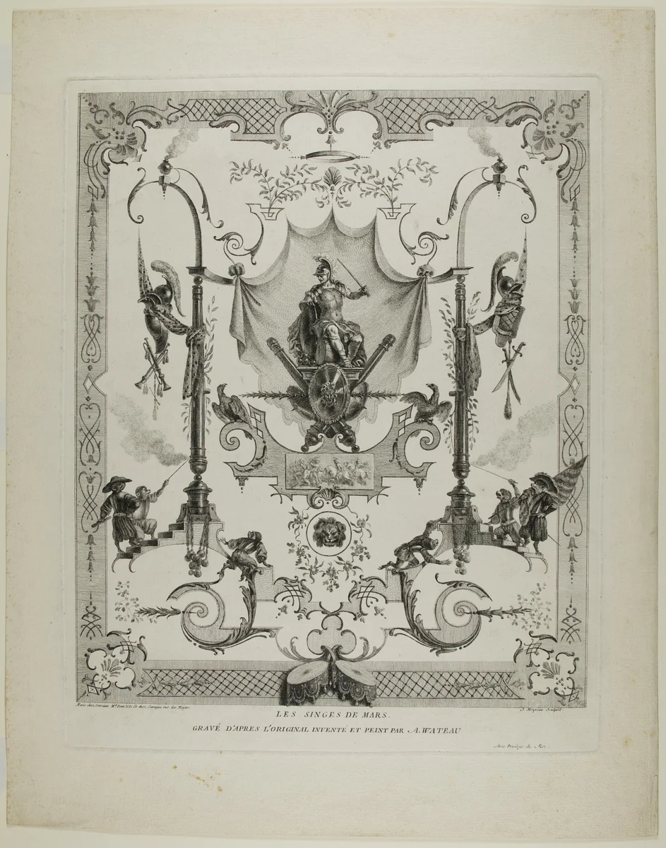 The Monkeys of Mars by Jean Moyreau
Jean Antoine Watteau, print, 1710-1762