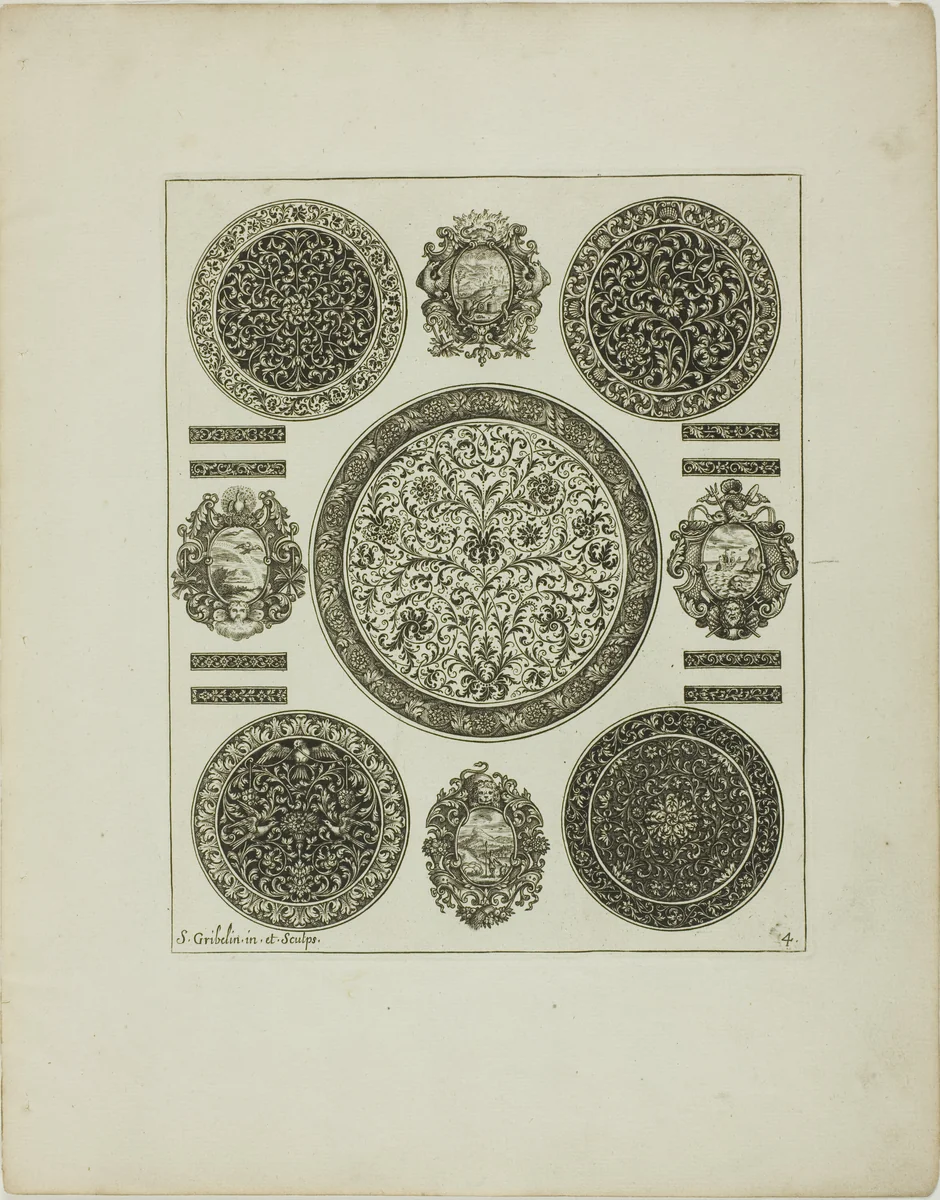 Plate Four, from Book of Ornament by Simon Gribelin, print, 1704