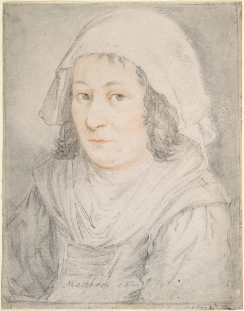 Half-figure of a Woman by Jacob Matham, drawing, 1605