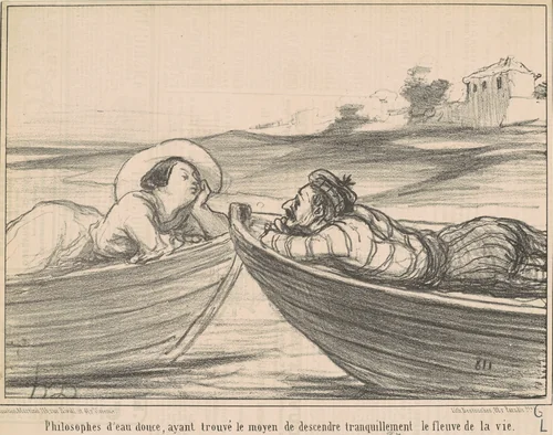 Philosophes d'eau douce ... by Honoré Daumier, print, 1855