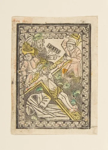 Christ Nailed to the Cross by anonymous, print, 1400-1499