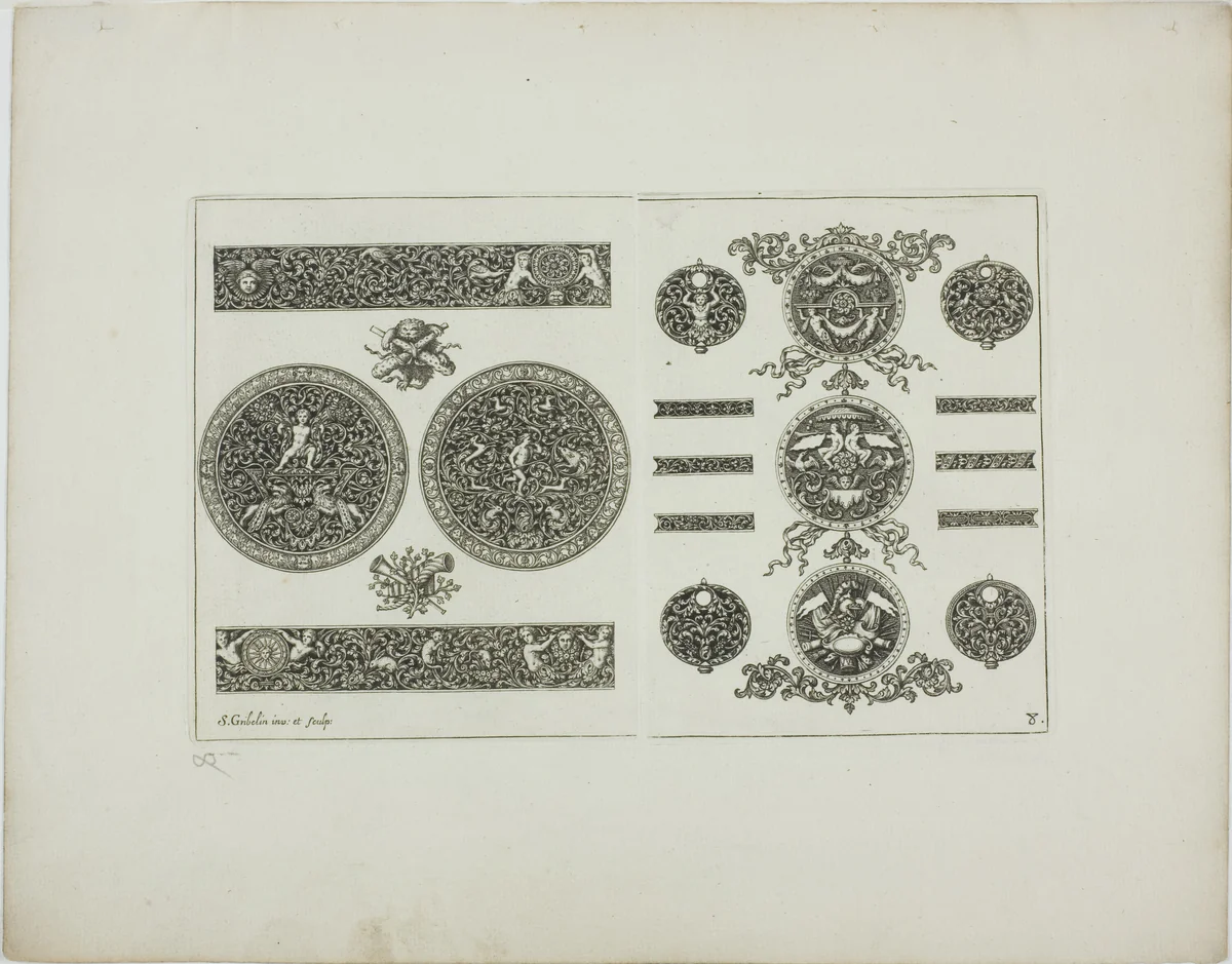 Plate Eight, from Book of Ornament by Simon Gribelin, print, 1704