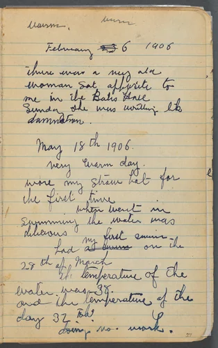 Sketchbook, page 017: Notes by Maurice Prendergast, book, 1905-1910