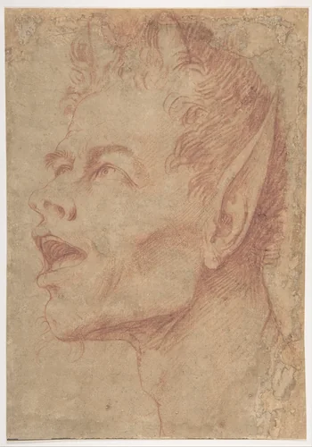 Head of a Satyr Facing Left by Jusepe de Ribera, drawing, 1620-1630