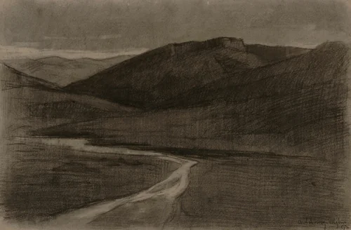 Algerian Landscape by Albert-Charles Lebourg, drawing, 1873