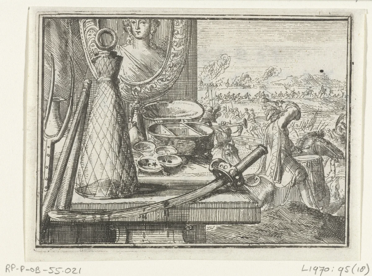 Titelblad voor het pamflet: De Ongerse Pallasch, de Boere Caraffa, en Hoerensmeerdoos, 1701 by Romeyn de Hooghe, print, 1701