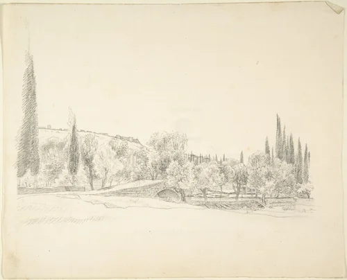 Landscape with Bridge by Franz von Hauslab, drawing, 1810-1883