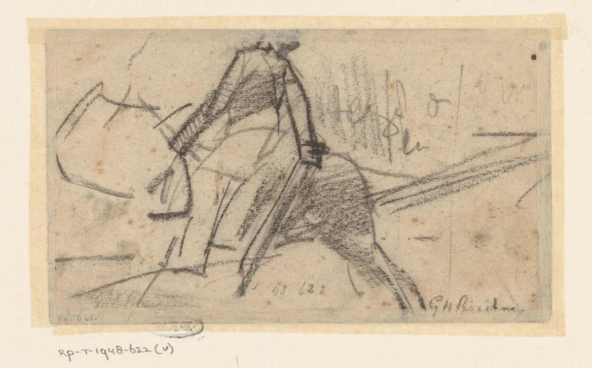 Schets van man op paard by George Hendrik Breitner, drawing, 1880-1923