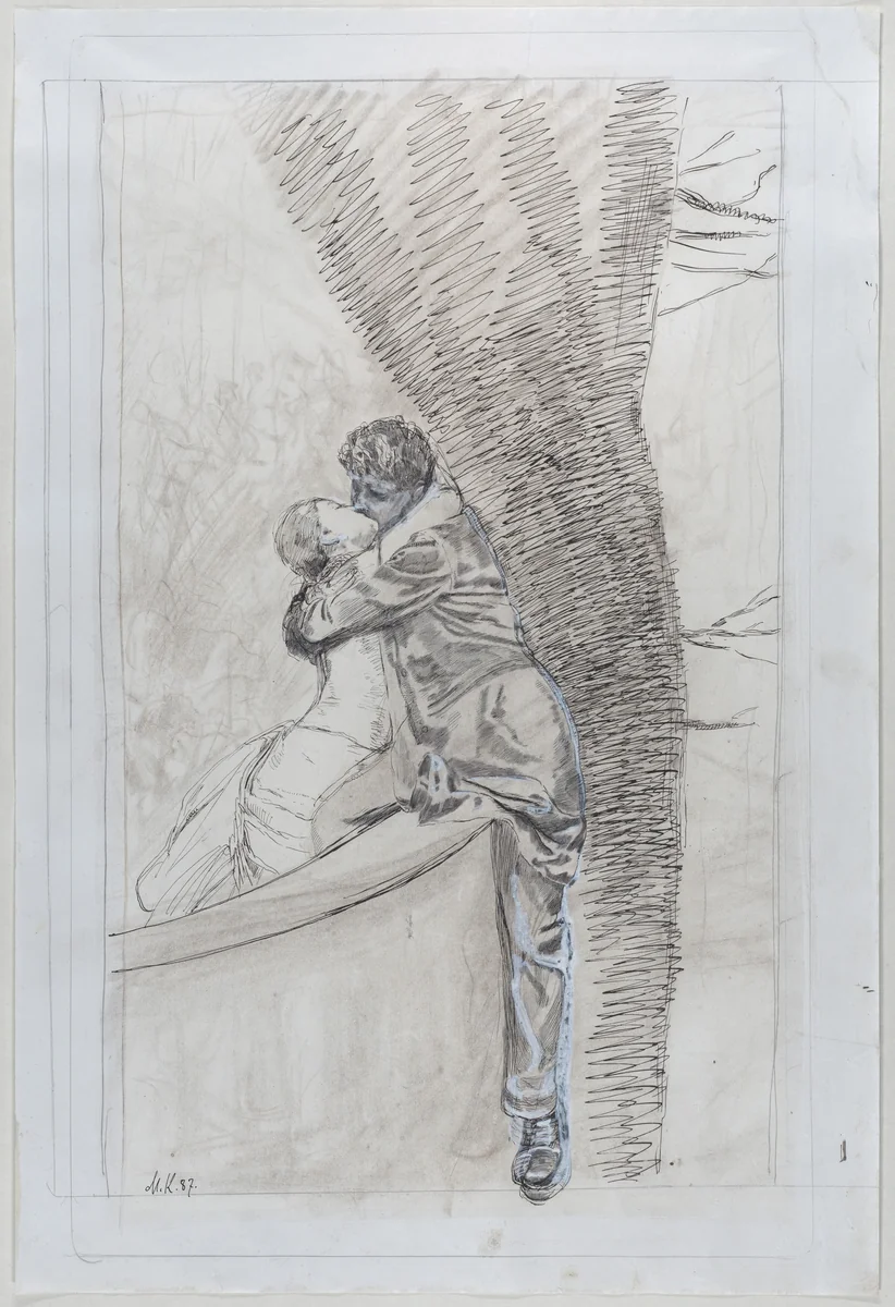 In the Park, from "A Love (Opus X)" by Max Klinger, drawing, 1850-1900