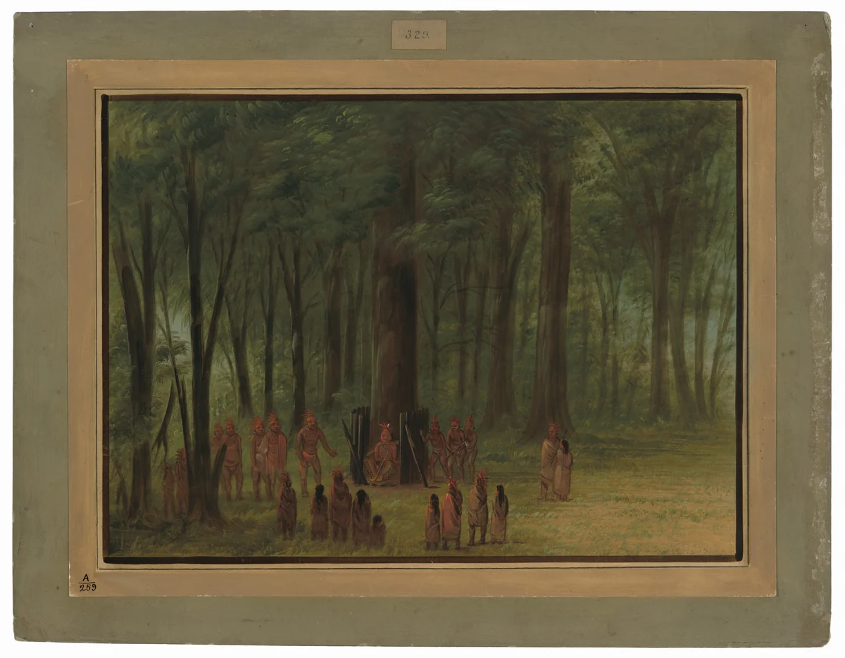 Funeral of Black Hawk - Saukie by George Catlin, painting, 1861-1869
