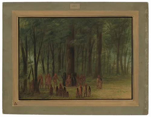 Funeral of Black Hawk - Saukie by George Catlin, painting, 1861-1869
