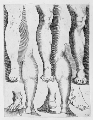 Five Legs and Three Feet by Luca Ciamberlano, print, 1610-1641