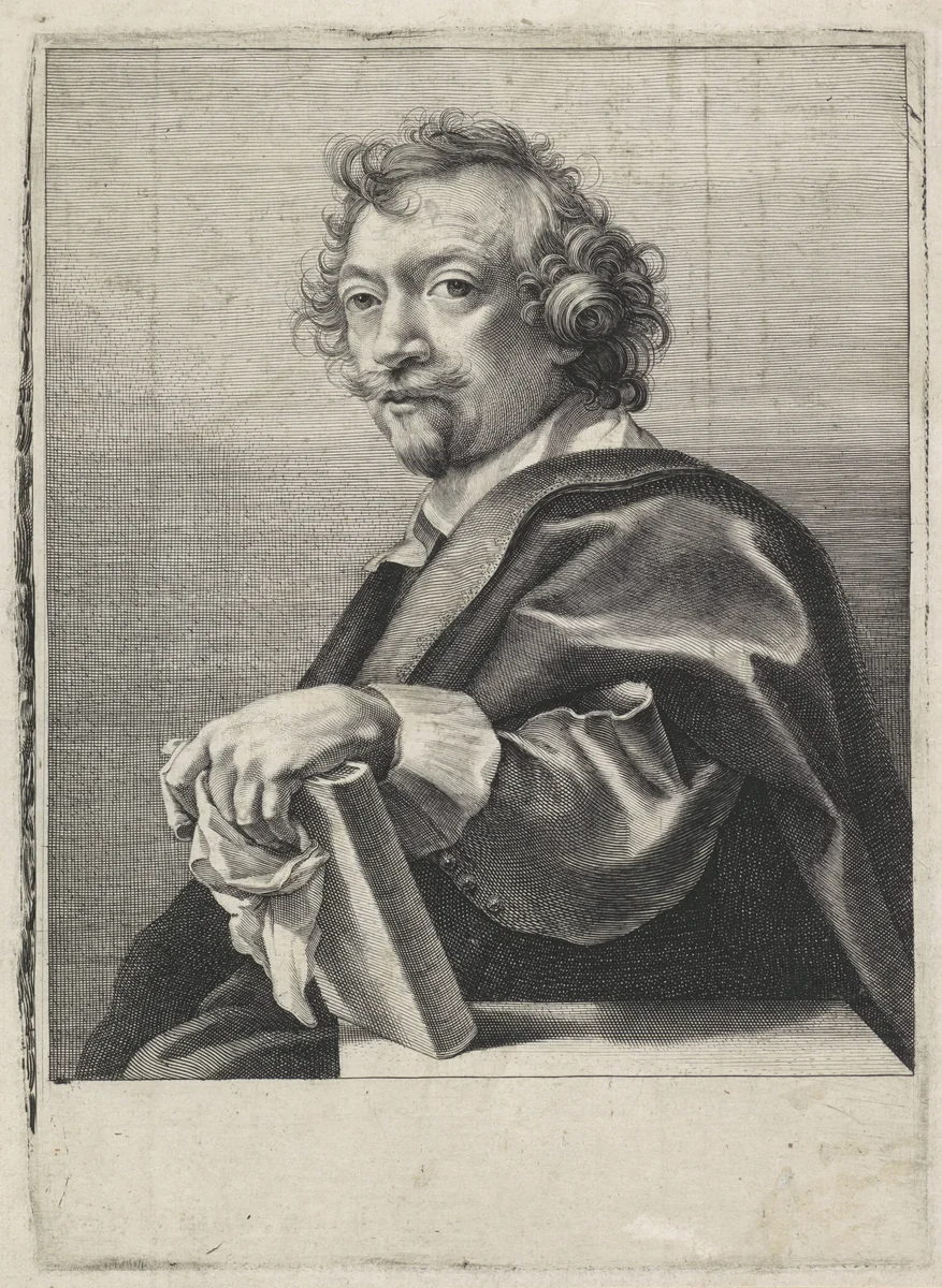 Portret van Simon Vouet by Robert van Voerst, print, 1627-1636