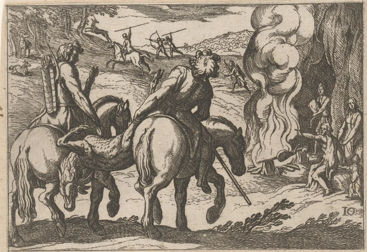 Jacht op herten by Antonio Tempesta, print, 1598