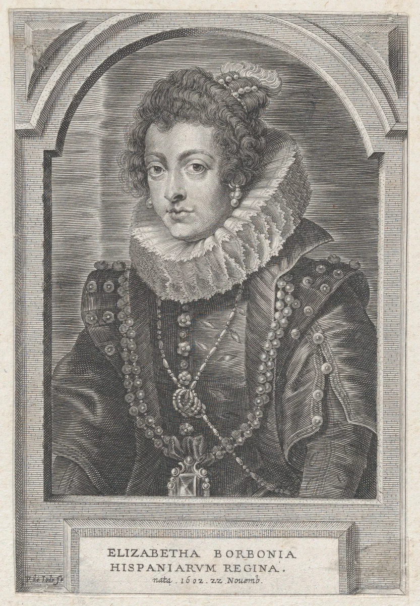 Portrait of Elisabeth of Bourbon, Queen of Spain by Pieter de Jode II, print, 1627-1649