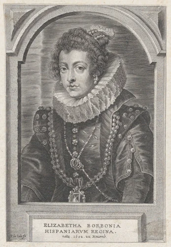 Portrait of Elisabeth of Bourbon, Queen of Spain by Pieter de Jode II, print, 1627-1649