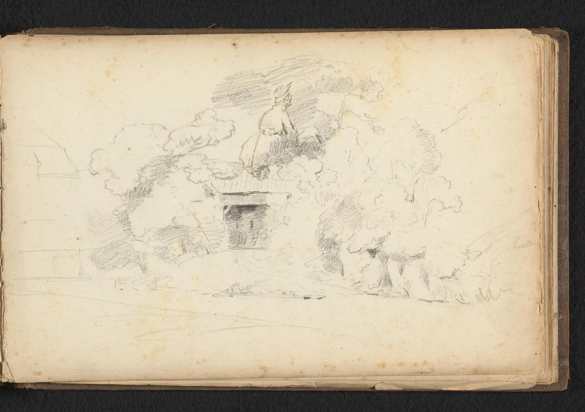 Man in een bos by Jan Bedijs Tom, drawing, 1823-1894