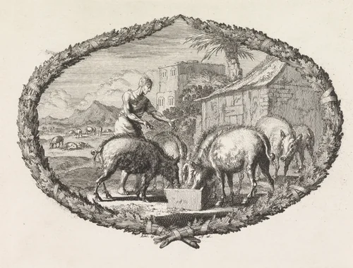 De verloren zoon als varkenshoeder by Jan Luyken, print, 1700