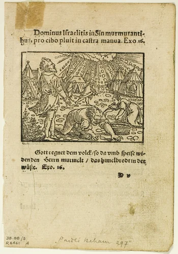 The Rain of Manna from Biblische Historien Künstlich fürgemalt, plate five from Woodcuts from Books of the XVI Century by Sebald Beham, print, 1551