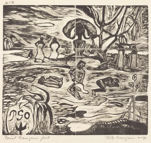 Mahana Atua (Day of the Gods) by Paul Gauguin, print, 1894-1895