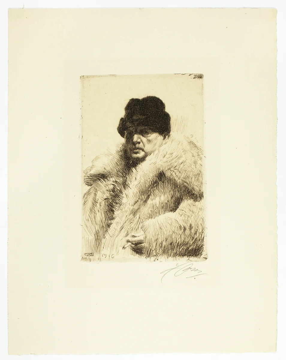 Self-Portrait 1916 by Anders Zorn, print, 1916