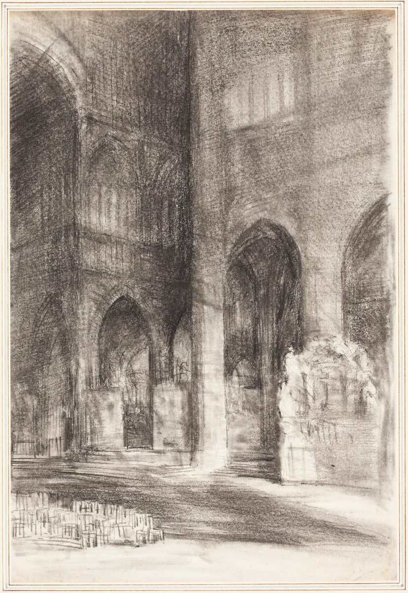 A Cathedral Nave by Arthur Frederick Payne, drawing, 1831-1900