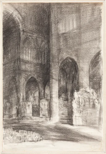 A Cathedral Nave by Arthur Frederick Payne, drawing, 1831-1900