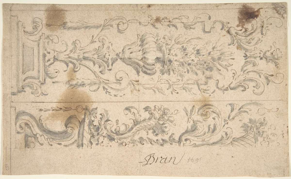 Two Designs for Floral Panels of Ornament by anonymous, drawing, 1680-1780