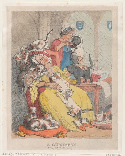A Catamaran, or an Old Maid's Nursery by Thomas Rowlandson, print, 1803-1811