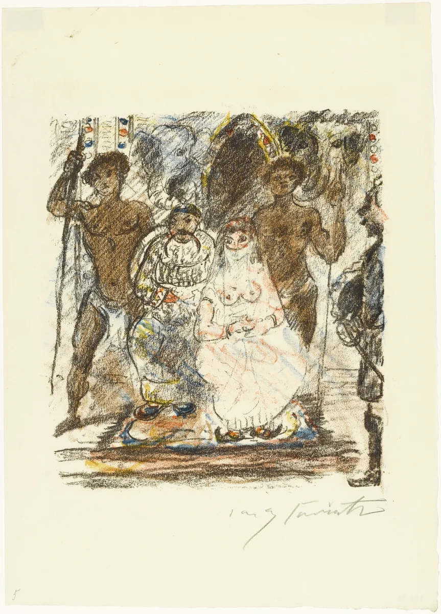 The King and Queen of Golconda on Their Thrones (König und Königin von Golkonde auf dem Thron) from The Queen of Golconda (Die Königin von Golkonde) by Lovis Corinth, print, 1920