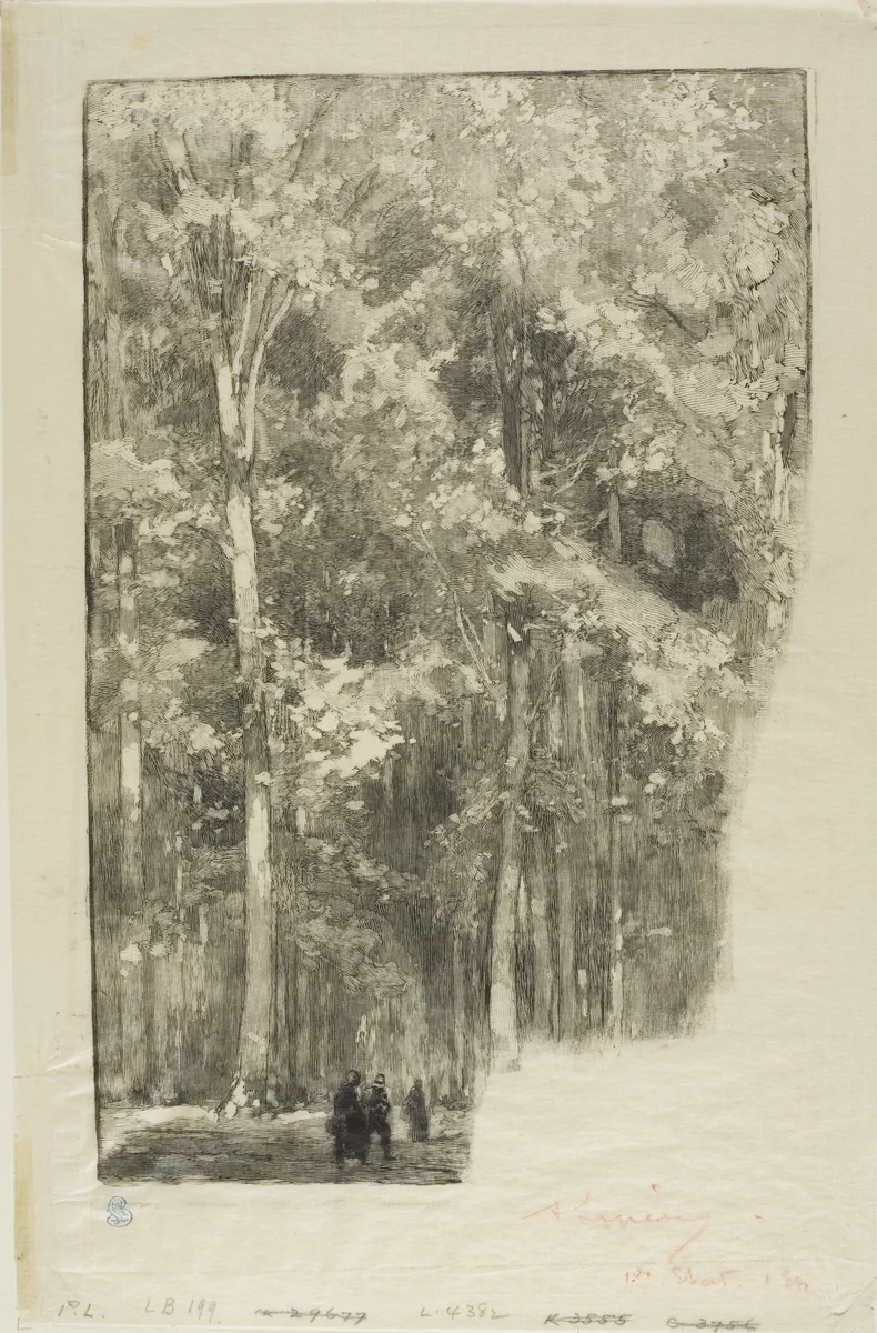 Morning, Crossroads of the Forts de Marlotte by Louis Auguste Lepère, print, 1889